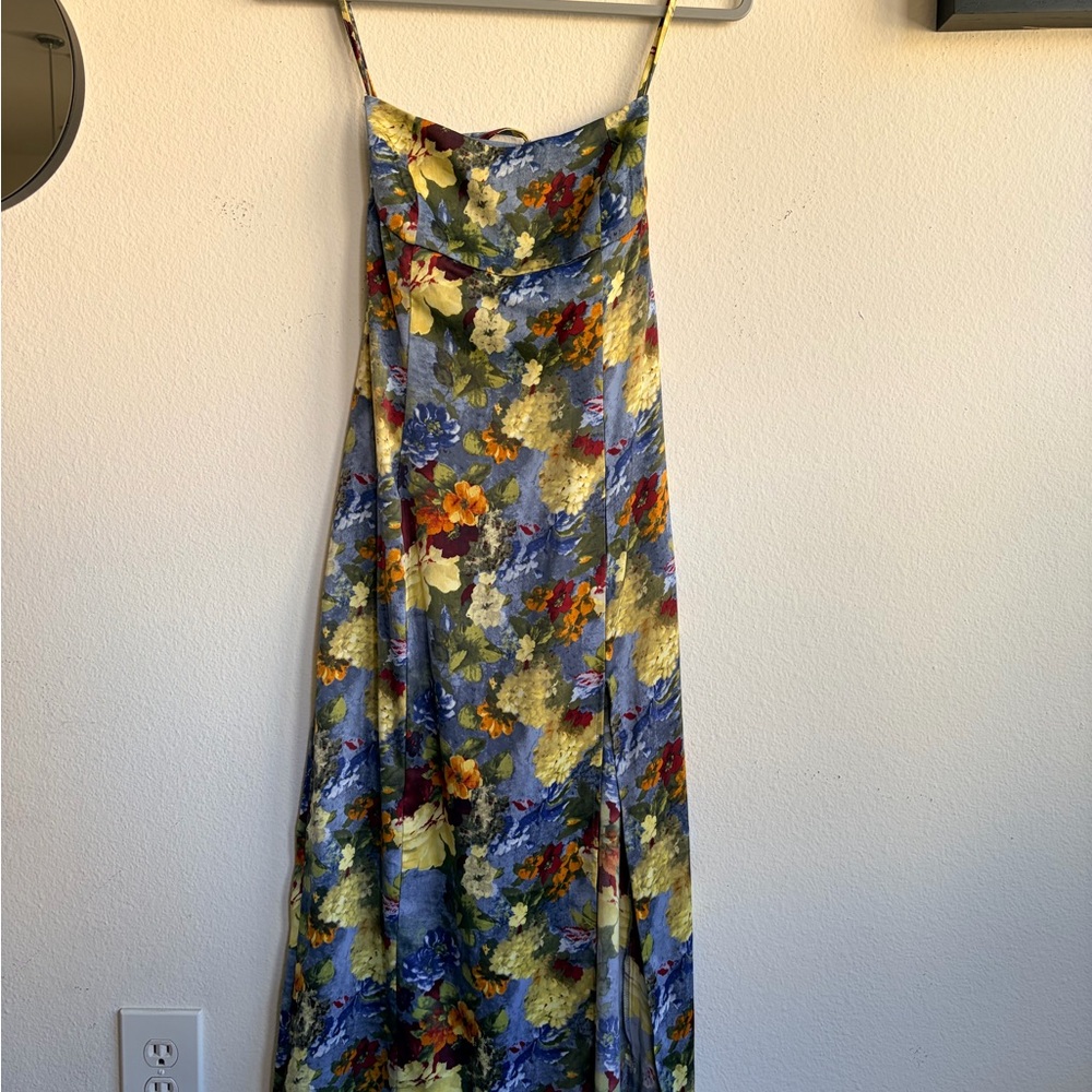 Floral satin midi dress